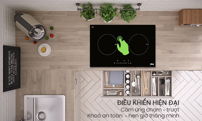Bếp điện từ đôi Ferroli ID4000BS điều khiển hiện đại