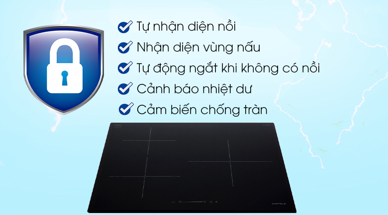 Tính năng an toàn - Bếp từ 3 vùng nấu Hafele HC-I603D